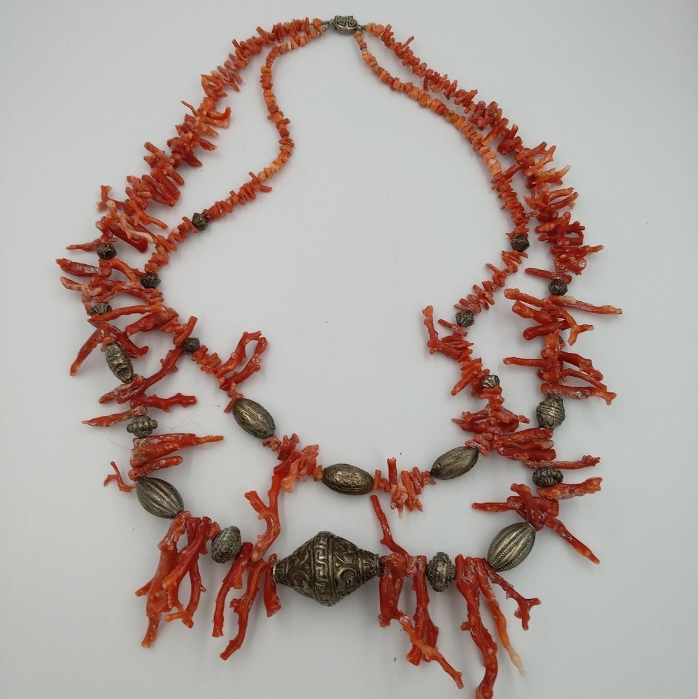 Artist make red coral and silver 1970's